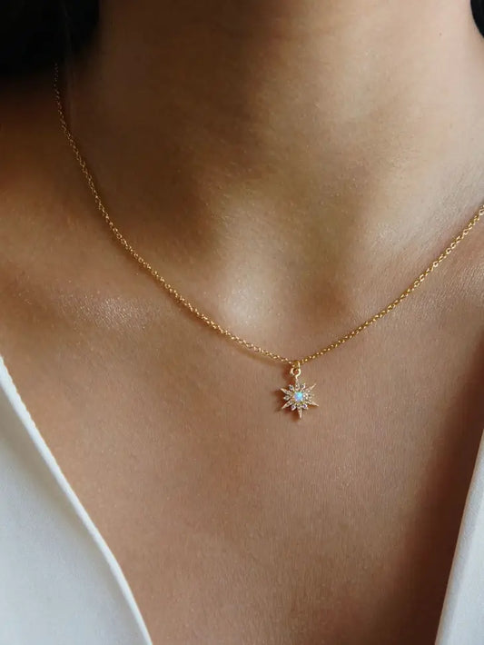 "The Light of Life" 14K Gold Opal Star Necklace
