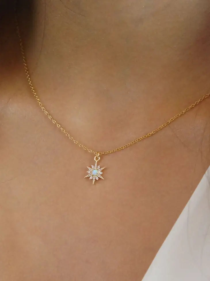"The Light of Life" 14K Gold Opal Star Necklace